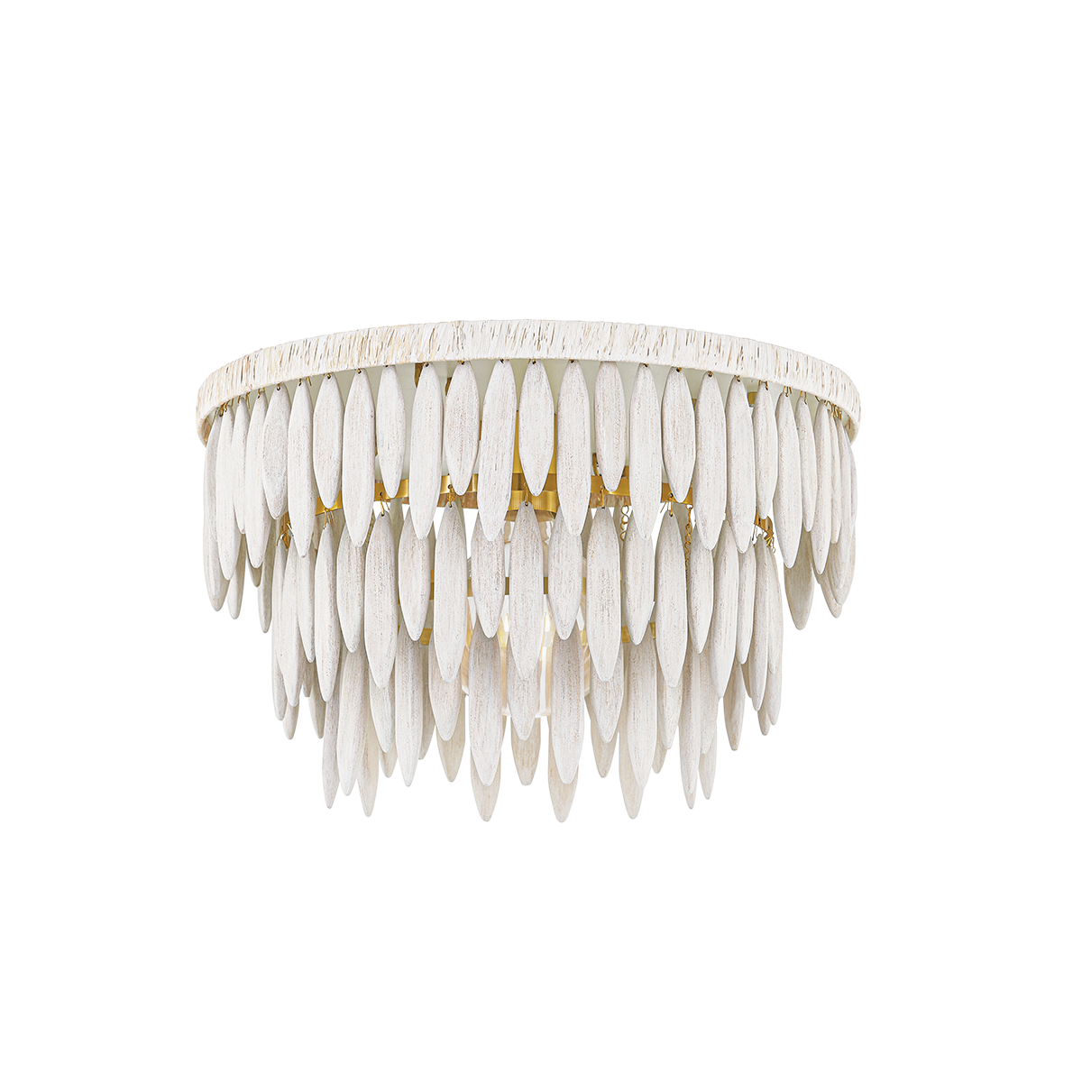 Semi-flush ceiling light in aged brass steel and textured cream 46x30cm Tiffany - Mitzi