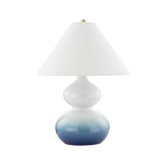 Lampe à poser en céramique laiton vieilli et céramique bleu dégradé 41x54cm Aimee - Mitzi