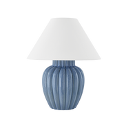 Lampe à poser en céramique laiton vieilli et céramique bleu arctique 42x51cm Clarendon - Mitzi