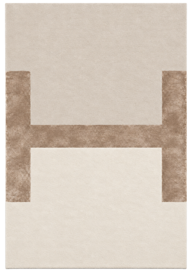 Tapis rectangulaire tufté à la main en laine et soie végétale tricolor beige 200x300cm Hadrien - Son-Tapis