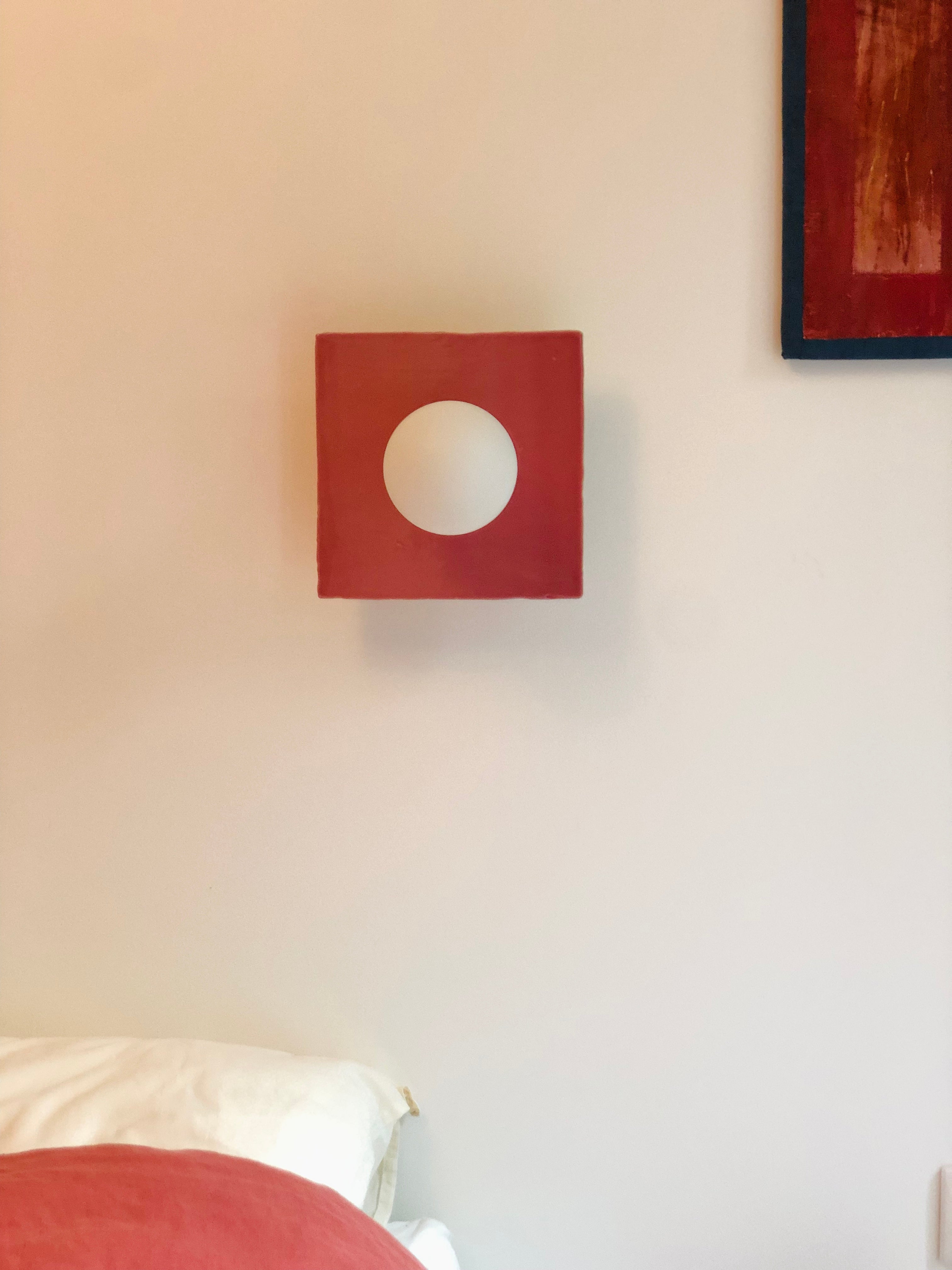 Square wall light in aluminium and pink ceramic tiles 20cm Globe Tile - Carré Coco