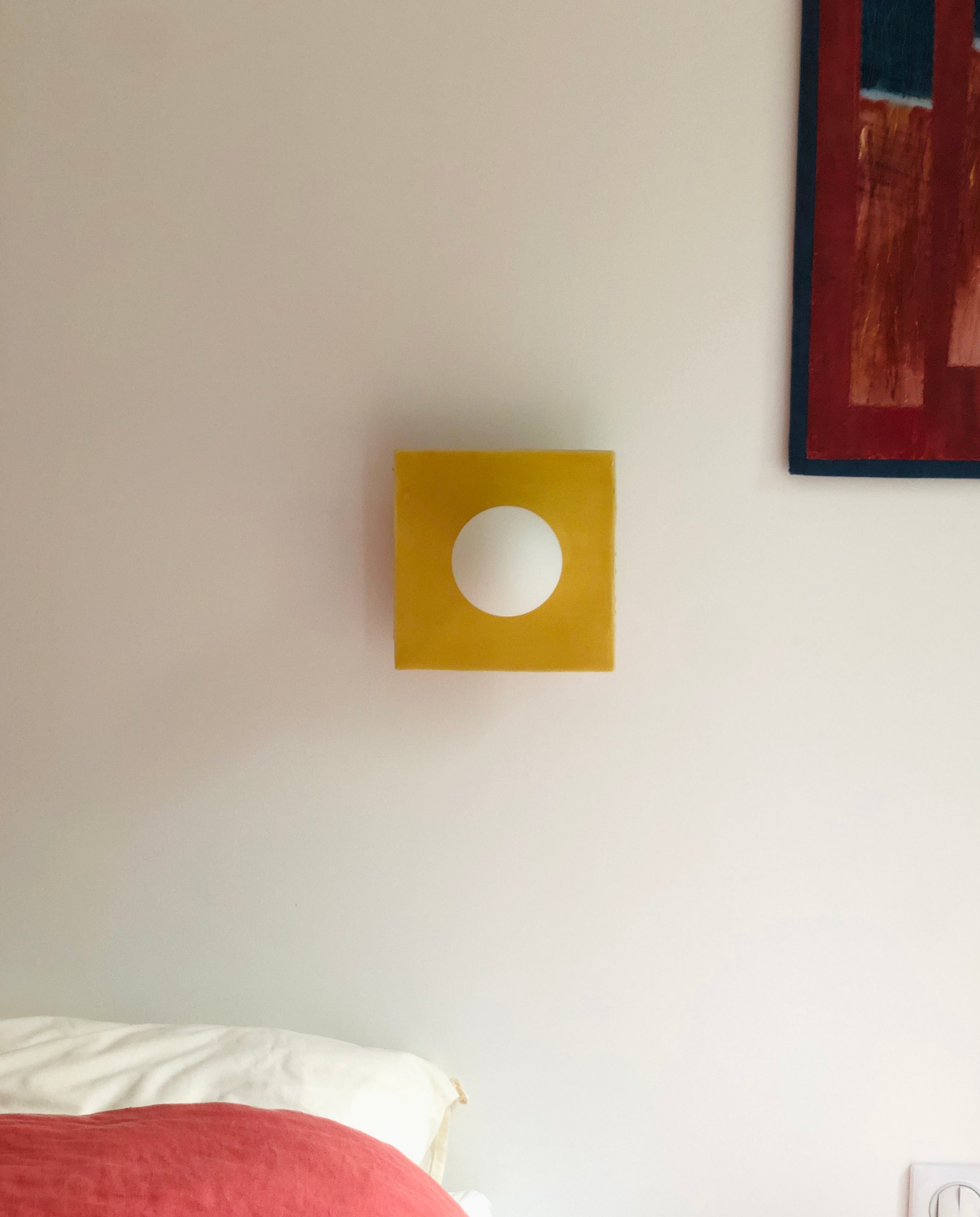 Applique murale carré en carreaux de céramique jaune 20cm Globe Tile - Carré Coco