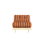 Divano letto in pino massello con materasso a righe arancione e marrone 90x200cm Raw roots - Karup Design