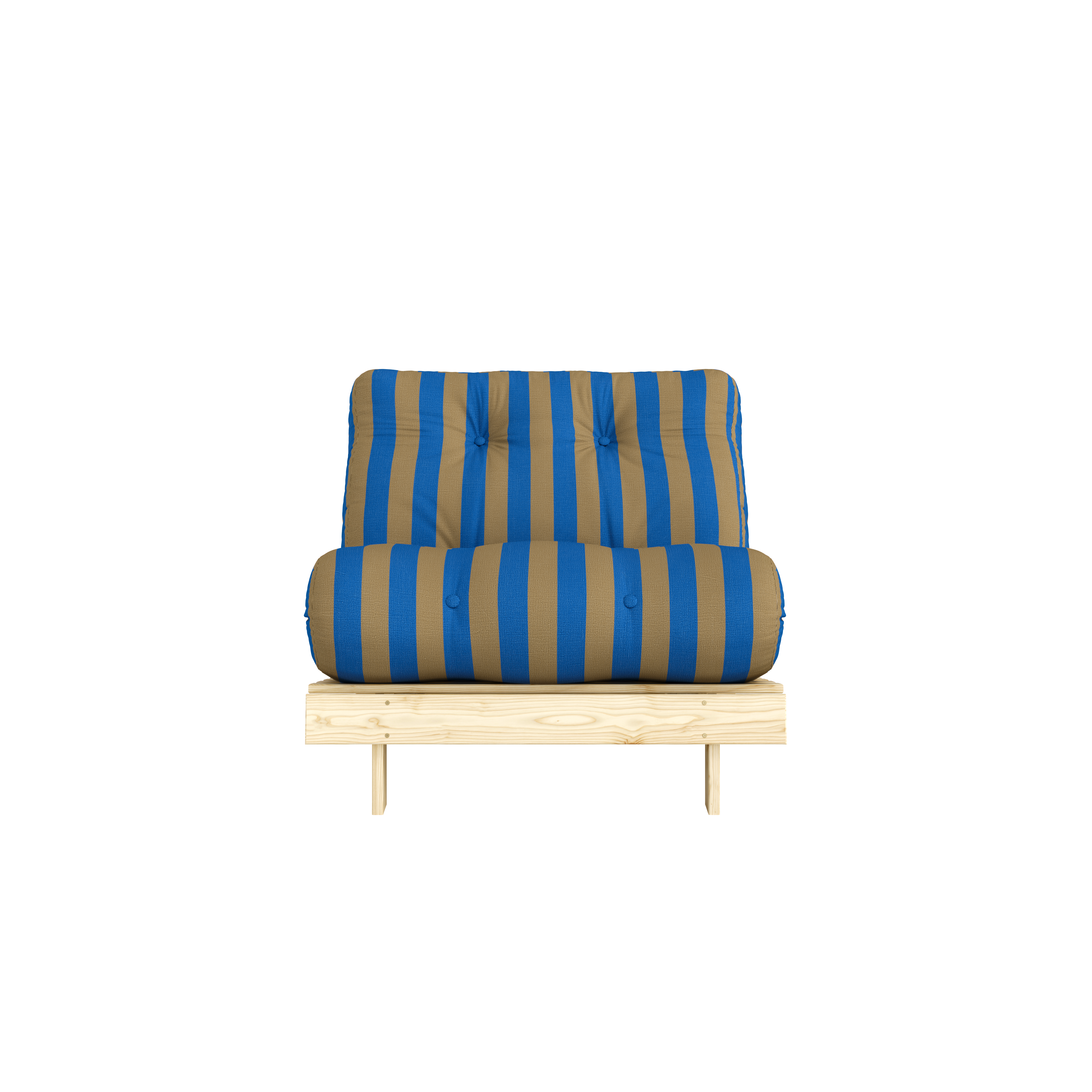 Solid pine sofa bed with white and black striped mattress 90x200cm Raw roots - Karup Design