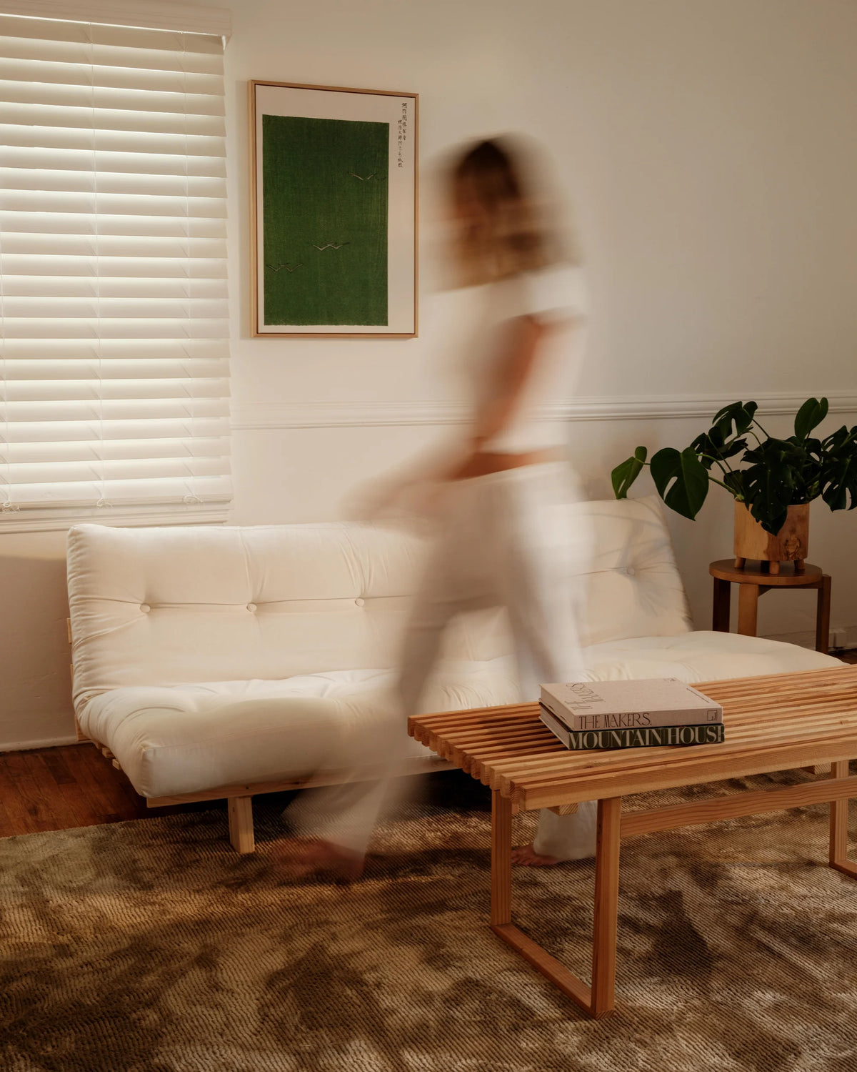 Canapé convertible en bois de pin et matelas rose 130x200cm Lean - Karup Design