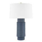 Lampe à poser en acier laiton vieilli et céramique gris-bleu réactive 43x67cm Broderick - Hudson Valley Lighting