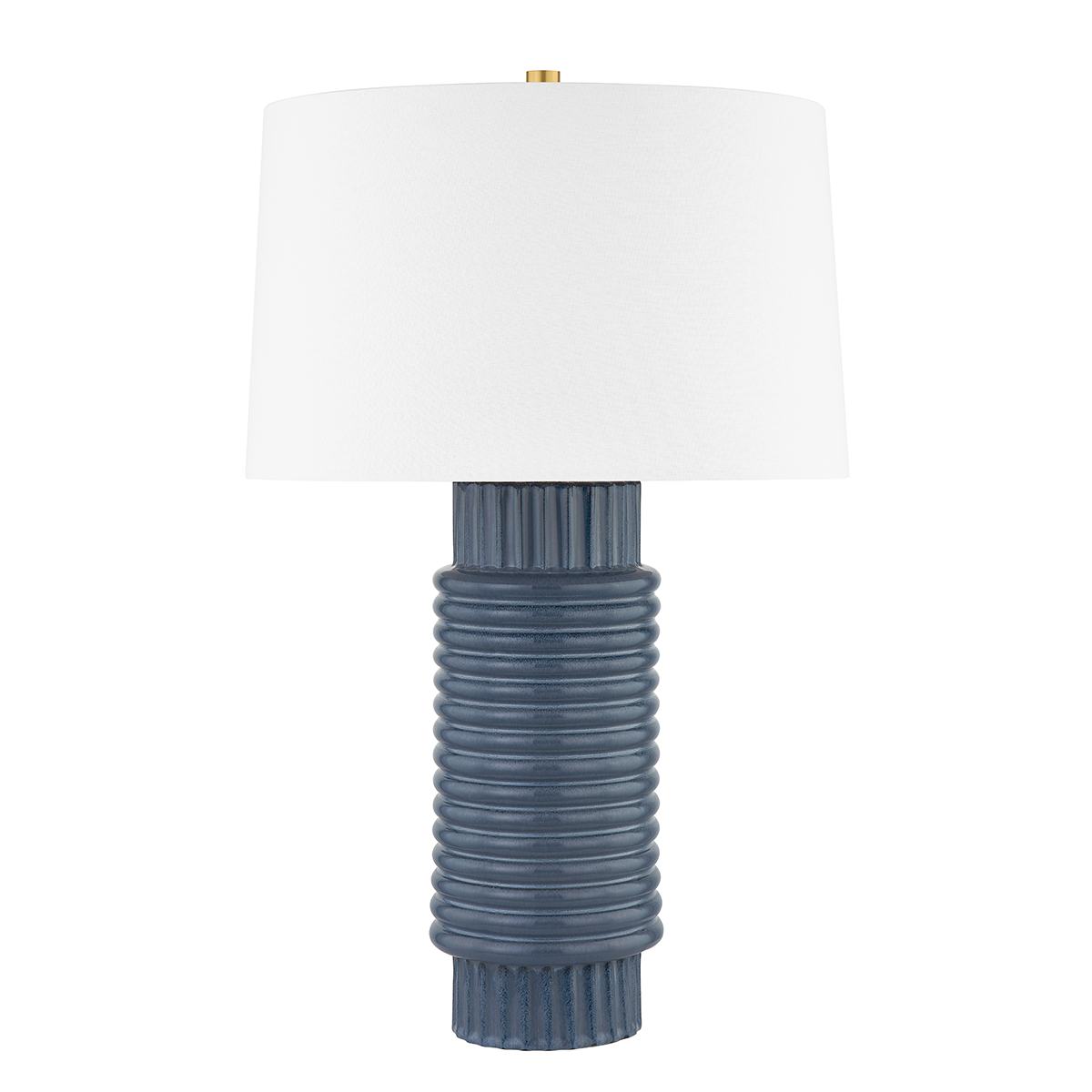 Lampe à poser en acier laiton vieilli et céramique gris-bleu réactive 43x67cm Broderick - Hudson Valley Lighting