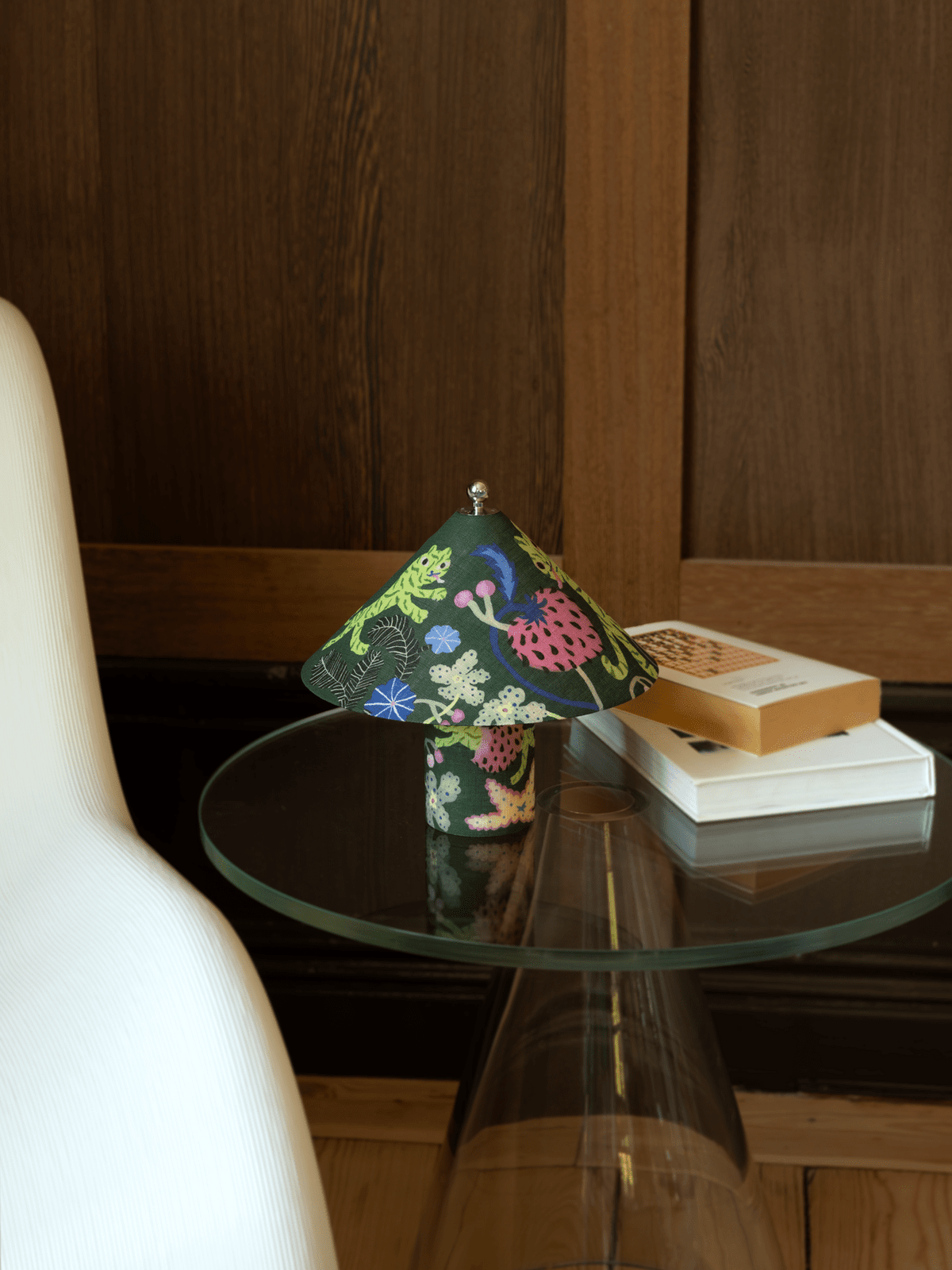 Lampe portable en lin vert 20 cm Loulou Midnight Garden - Crème Atelier