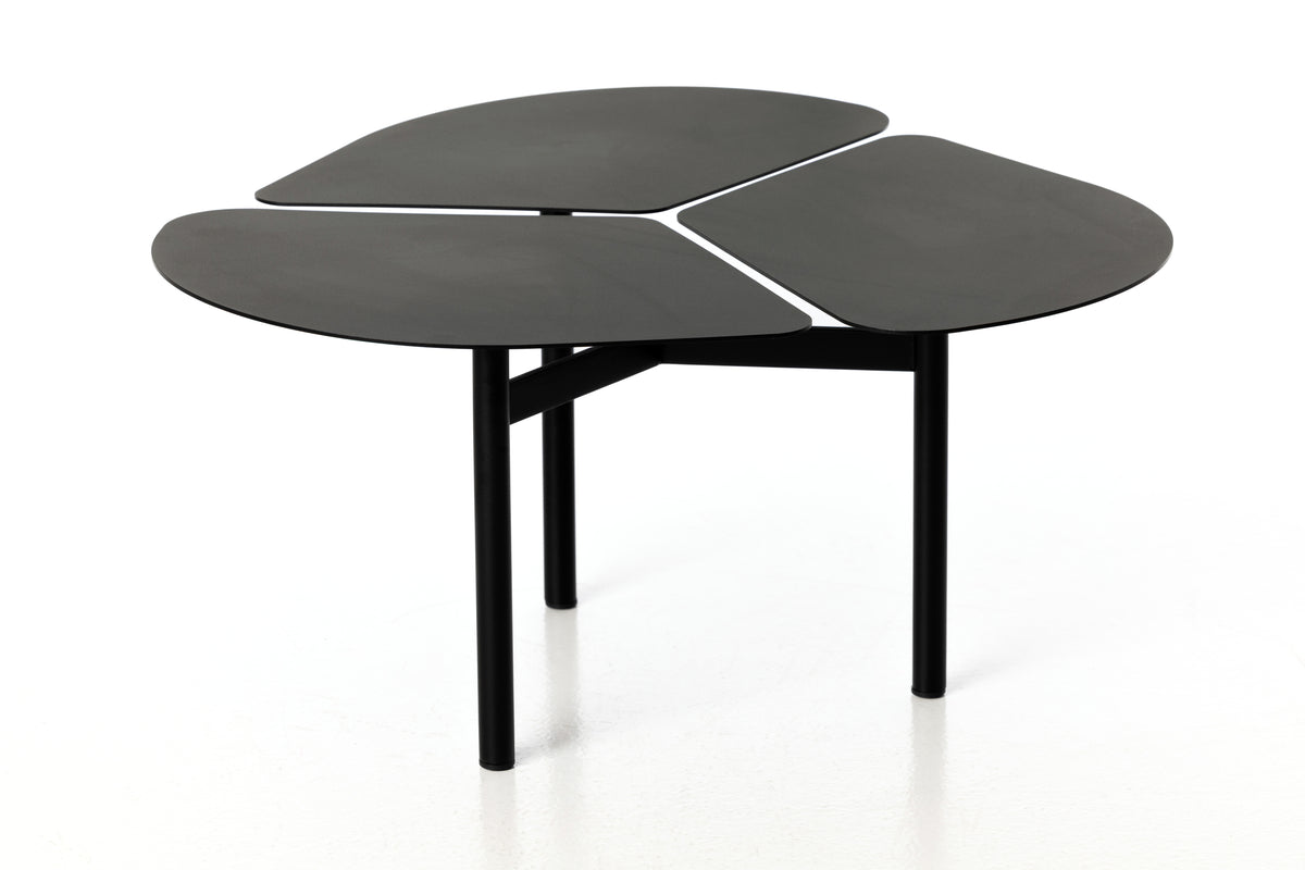 Round coffee table in black stainless steel 70×70x36 cm Miss Trèfle S - Airborne