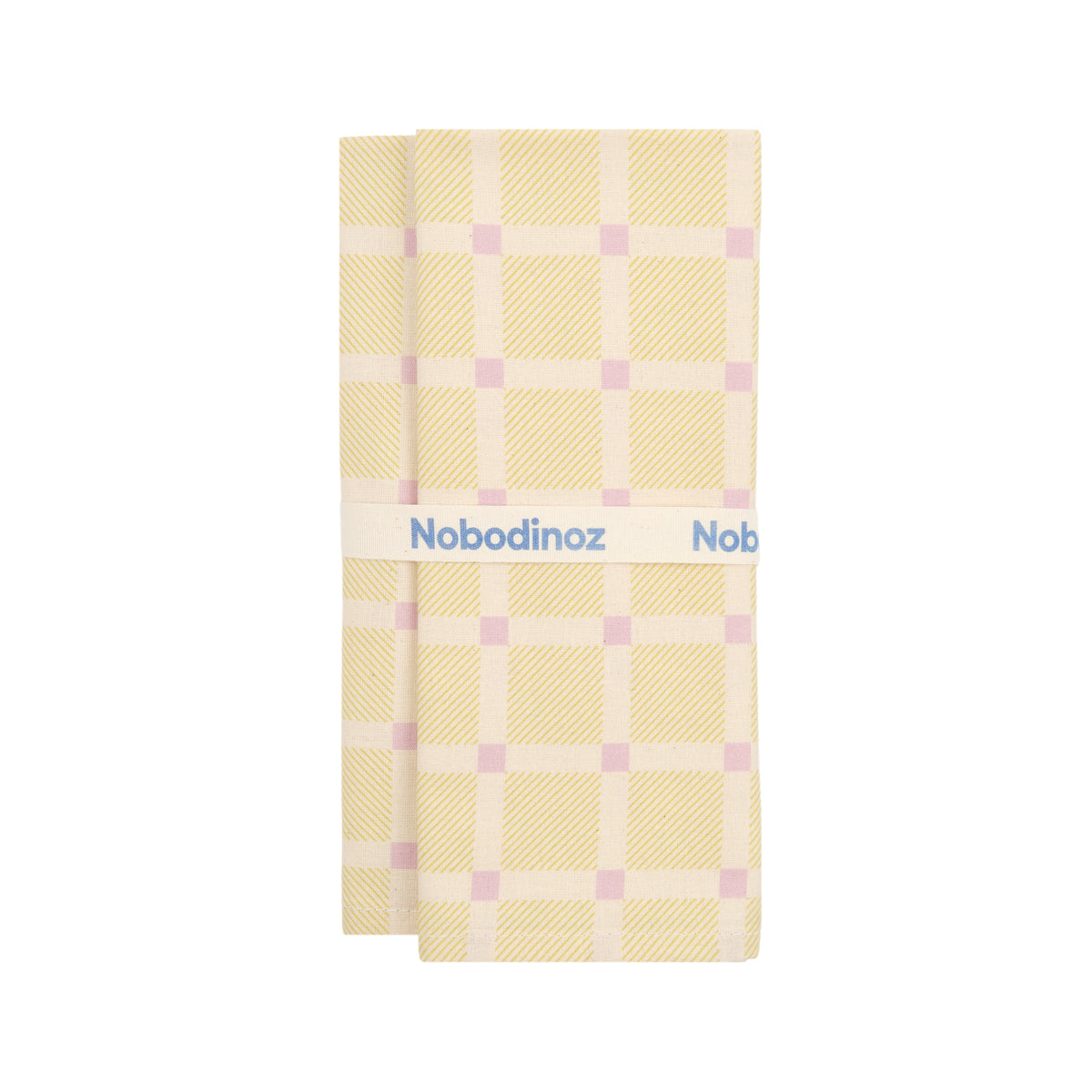 2 servilletas de popelina de algodón orgánico con patrón de cuadros amarillo y rosa 45 x 45 cm - Nobodinoz