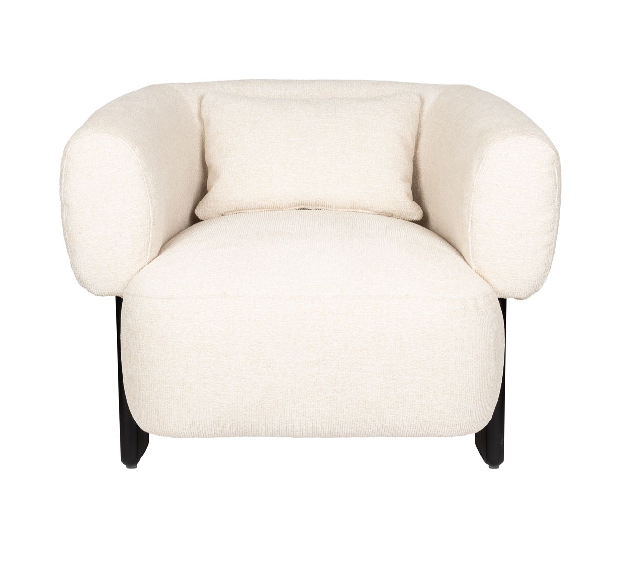 Beige velvet and brown wood armchair Neil - Zuiver