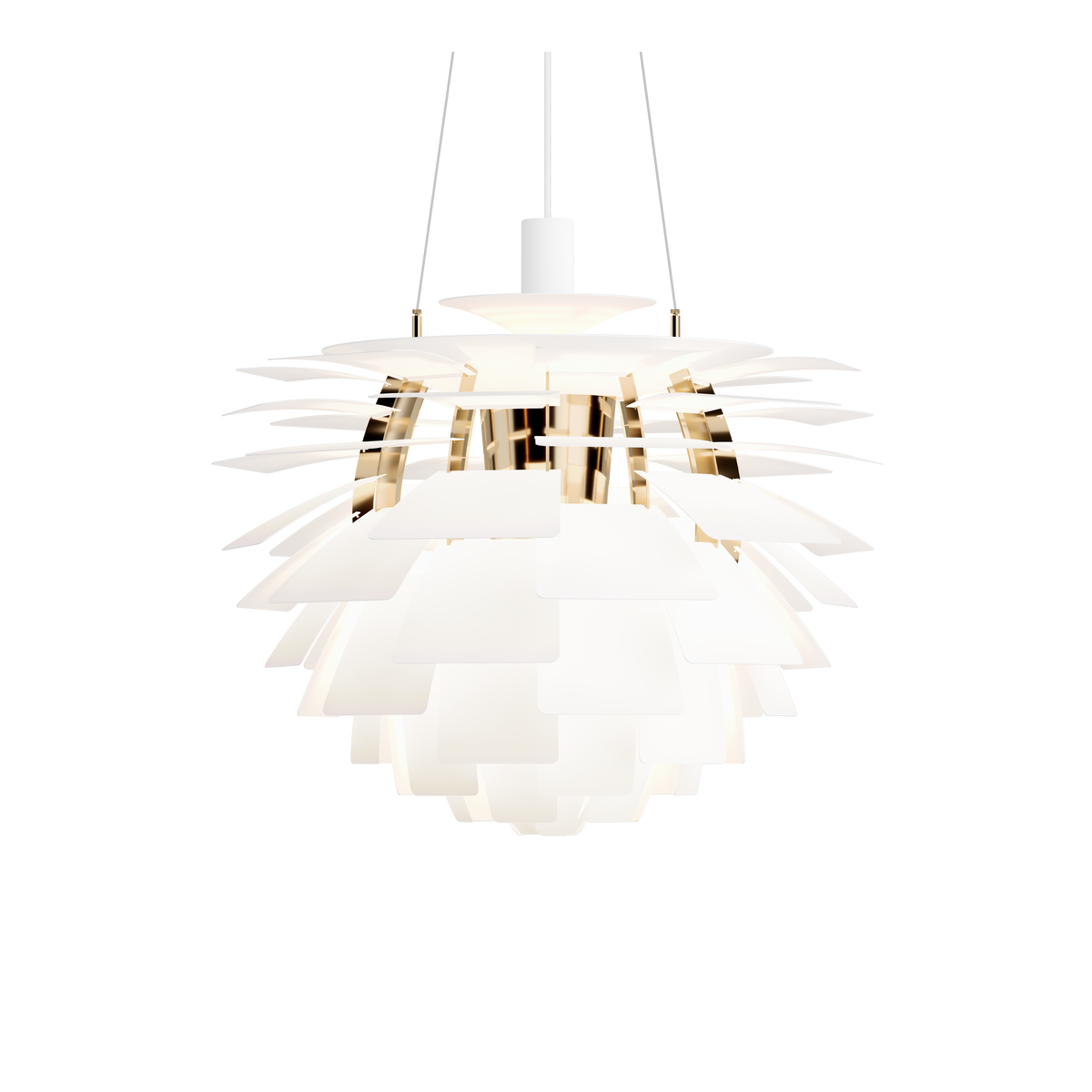 Suspension laiton métallisé et blanc doux PH ART 600 V4 - Louis Poulsen