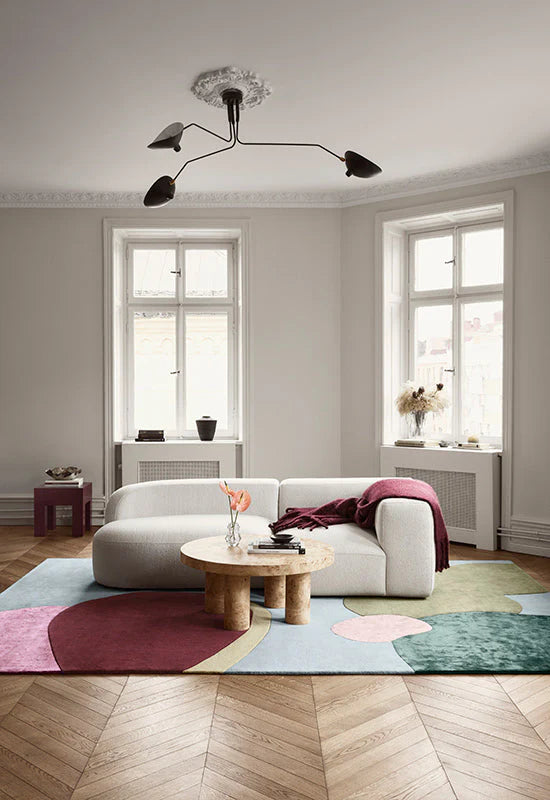 Tappeto rettangolare in lana tufted blu 250x350cm Spleeping Flower - Layered
