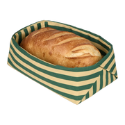 Cesto per il pane in cotone biologico a righe verde e giallo 28 x 16 x 10 cm - Nobodinoz