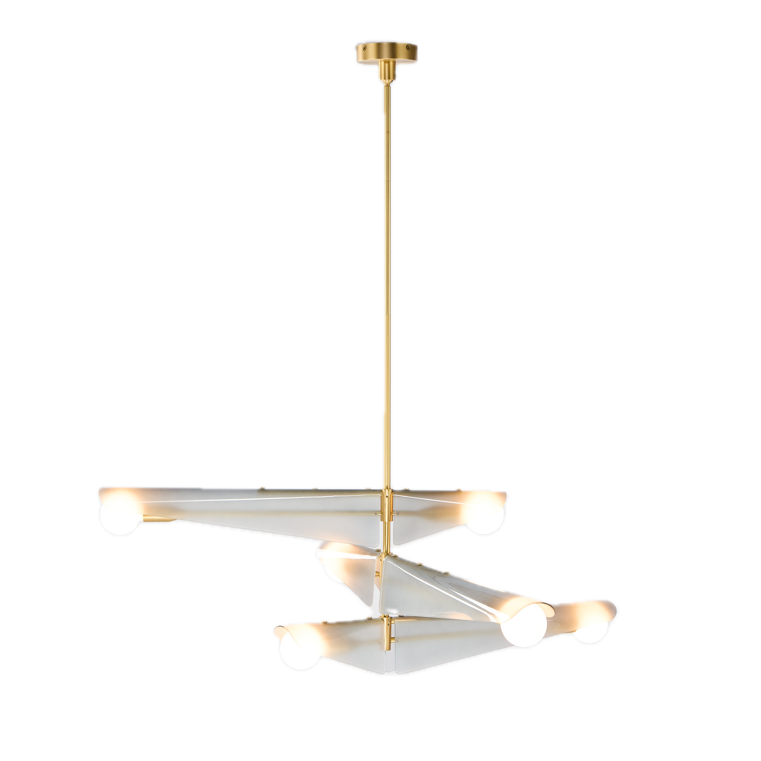 Sycamore 3-level chandelier in brass and dawn gray glass - Tala