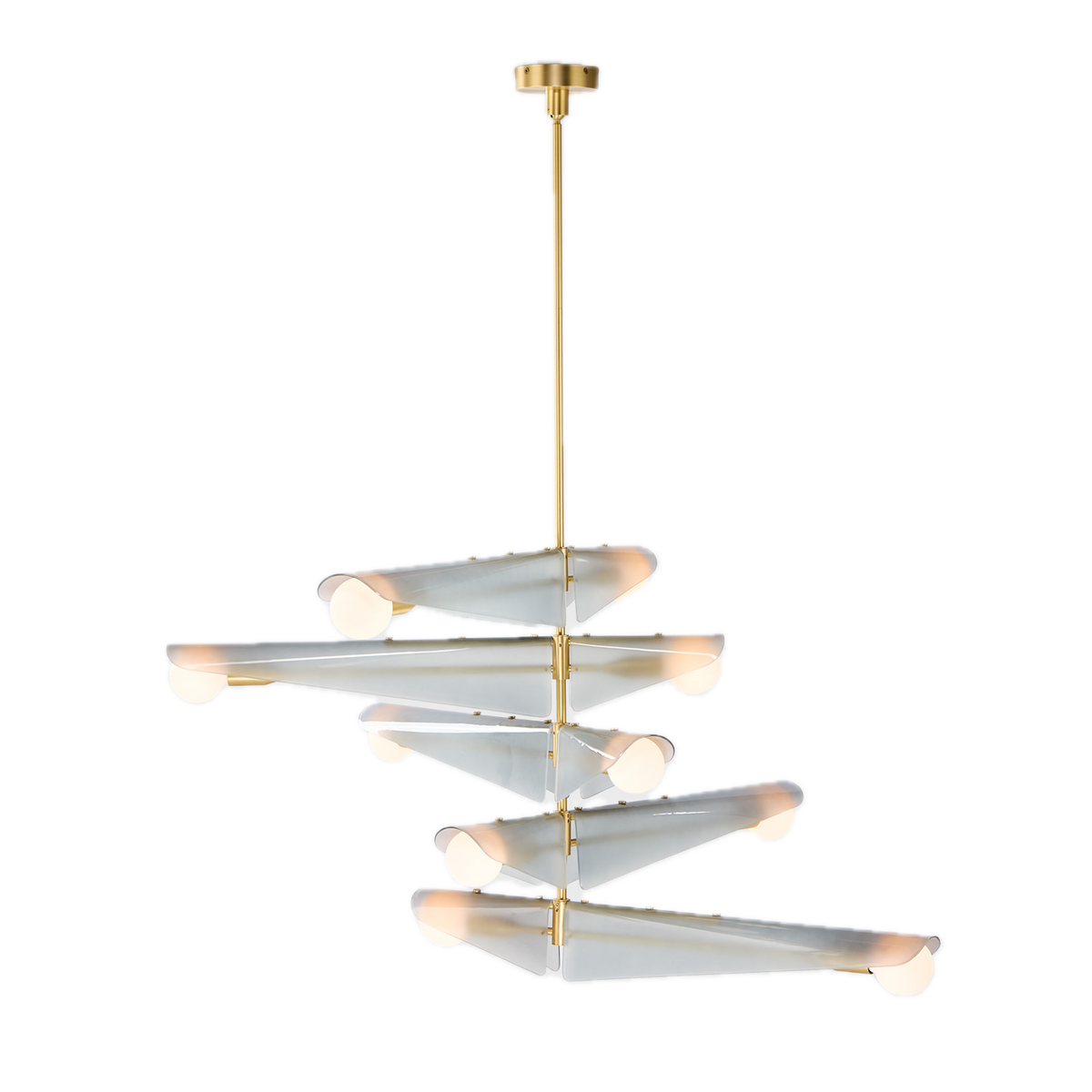 Sycamore 5-tier chandelier in brass and dawn gray glass - Tala