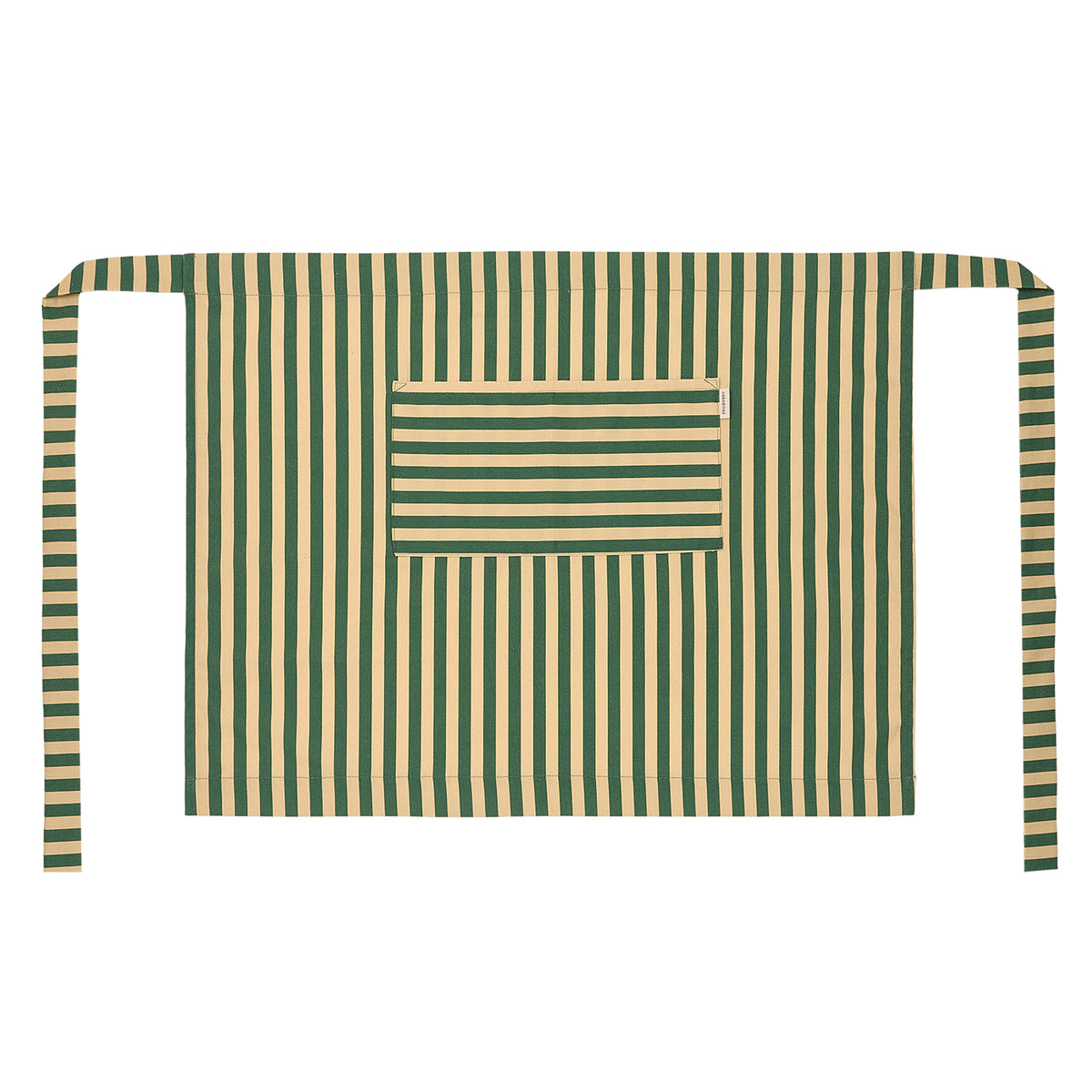 Delantal de cocina de algodón orgánico con rayas verde y amarillo Bistrot - Nobodinoz