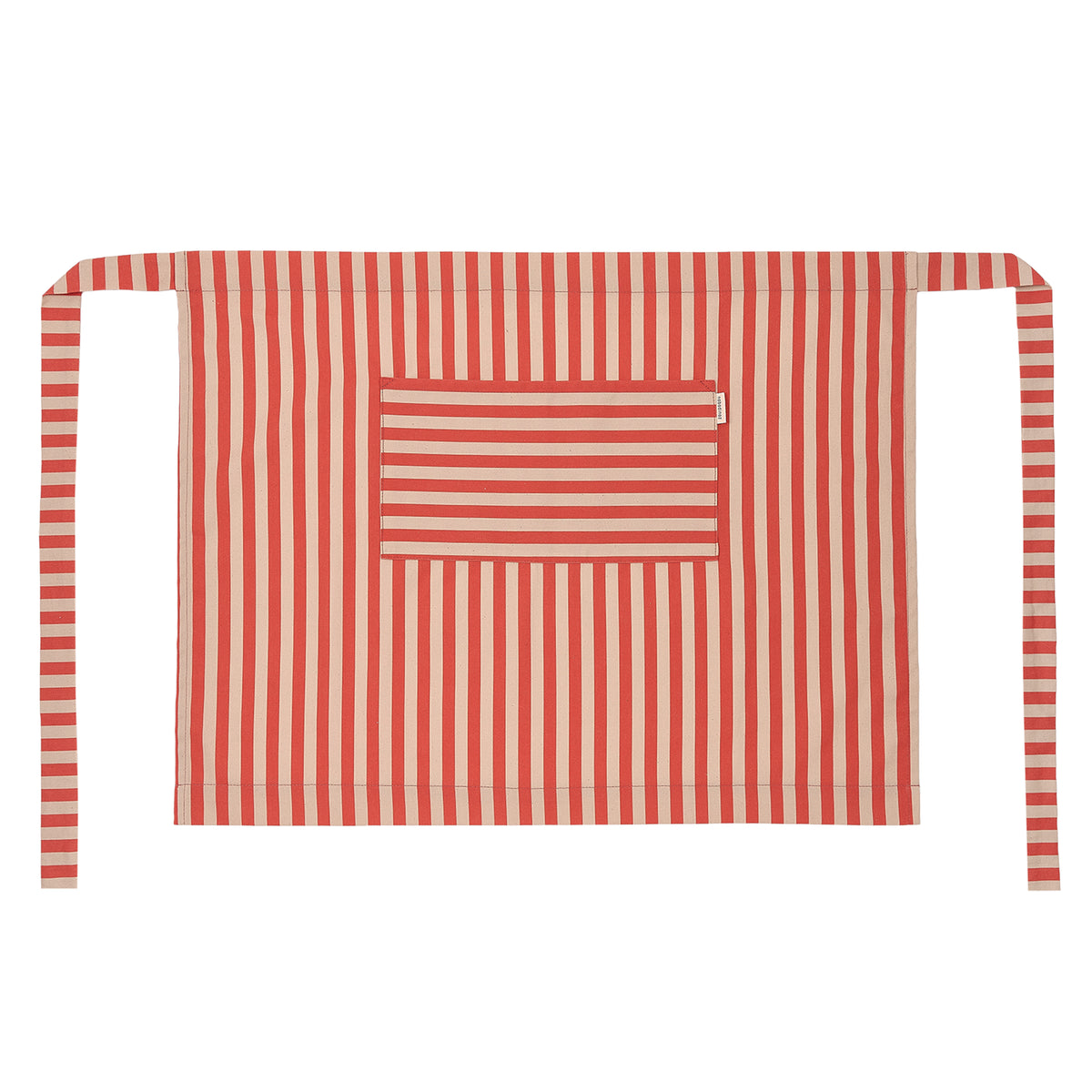 Delantal de cocina de algodón orgánico a rayas rojo y rosa Bistrot - Nobodinoz