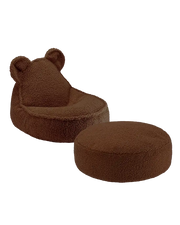 Pouf and footstool in brown teddy bouclé 60x70x42cm Ours - Wigiwama