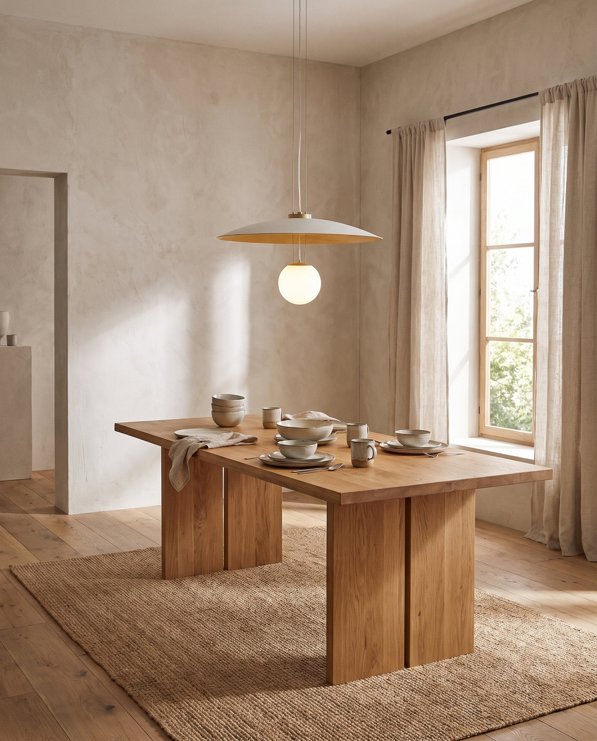 Suspension en acier blanc doux 61x34cm Brim - Hudson Valley Lighting en situation