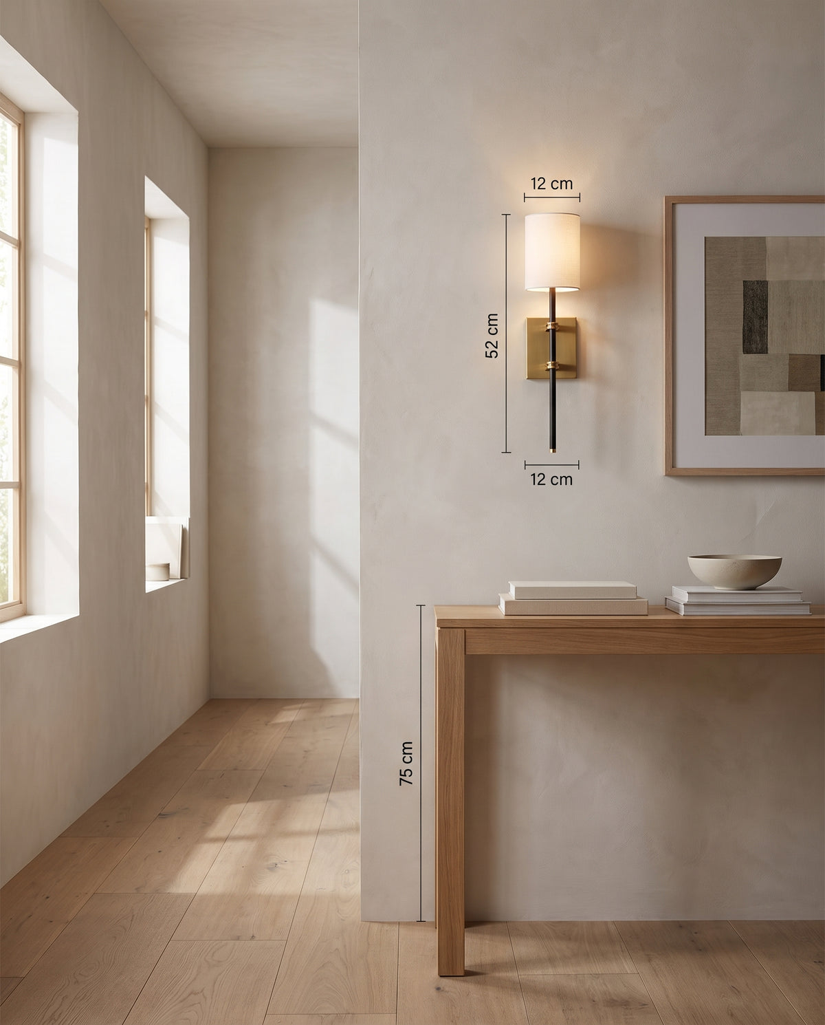 Wall sconce in steel, aged brass and antique bronze 12x52cm Denise - Mitzi en situation