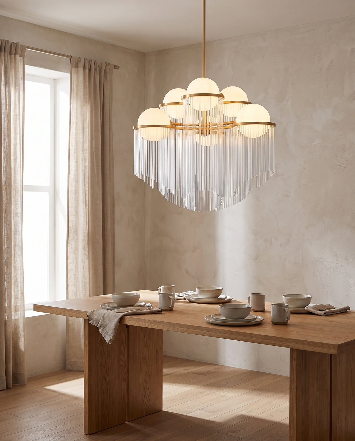 Suspension en acier laiton vieilli 80x67cm Celestial - Corbett Lighting en situation