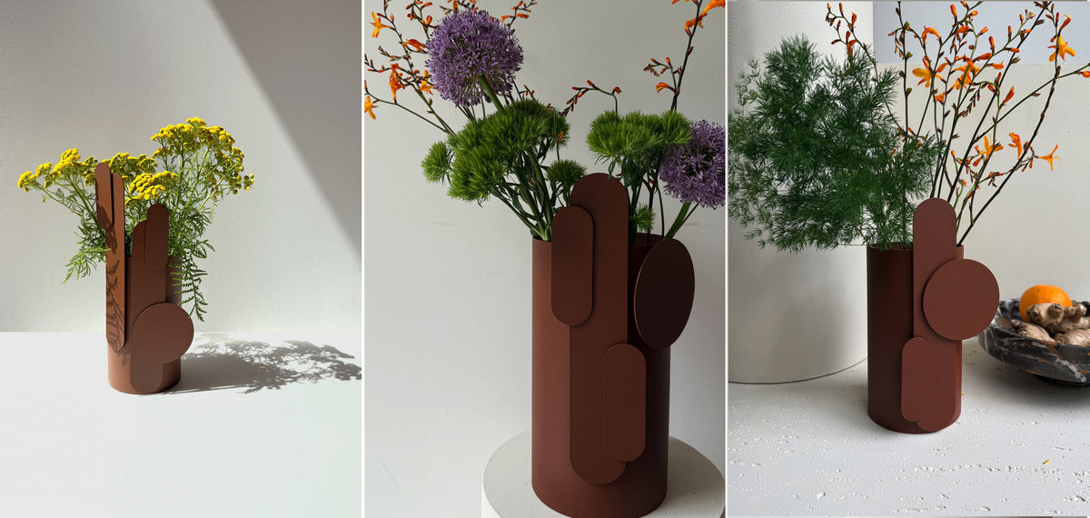 Vase sculptural en métal et verre effet corten 20cm Toty - Mademoiselle Jo — vue 2