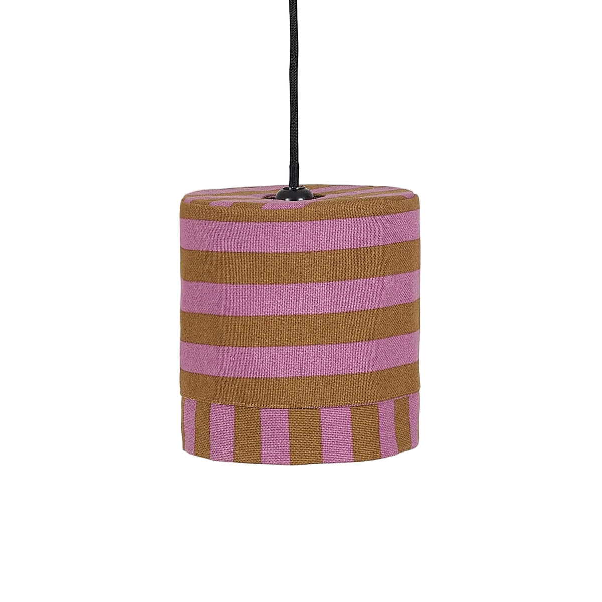 Abat-jour pour suspension en coton bio à rayures rose et jaune curry 20 cm Linda - Nobodinoz - The Cool Republic