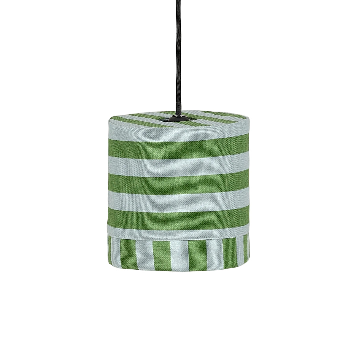 Abat-jour pour suspension en coton bio à rayures vert et bleu 20 cm Linda - Nobodinoz - The Cool Republic