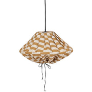 Abat-jour pour suspension en lin français à carreaux jaune moutarde 50 cm Yumi - Nobodinoz - The Cool Republic