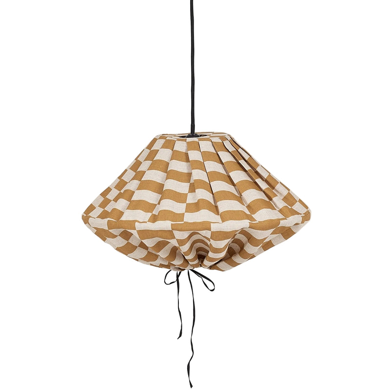Abat-jour pour suspension en lin français à carreaux jaune moutarde 50 cm Yumi - Nobodinoz - The Cool Republic