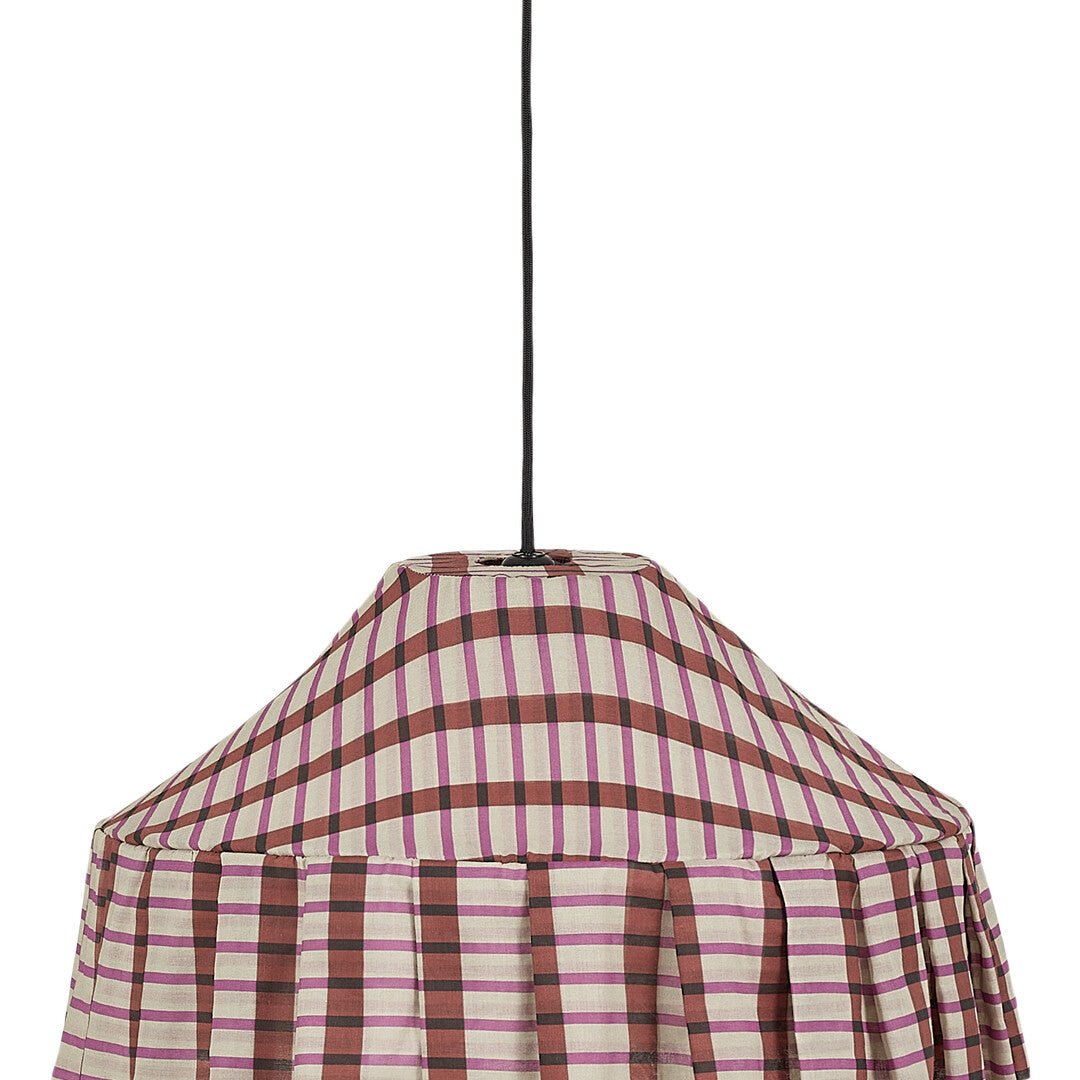 Abat-jour pour suspension en voile de coton bio à carreaux marron et violet 50cm Nicole - Nobodinoz - The Cool Republic
