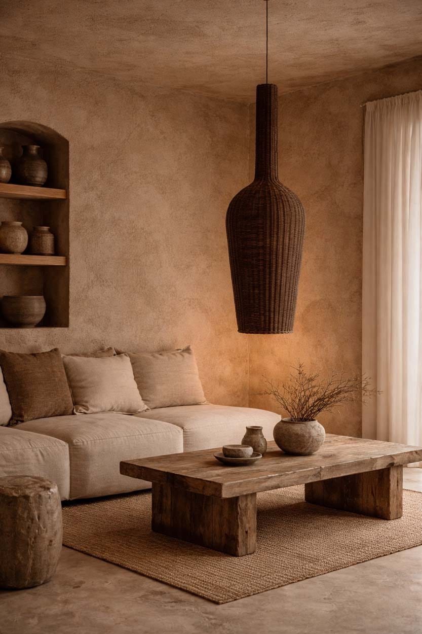 Abat-jour suspension en rotin tressé naturel marron foncé 50cm Amphora - Bazar Bizar — vue 2