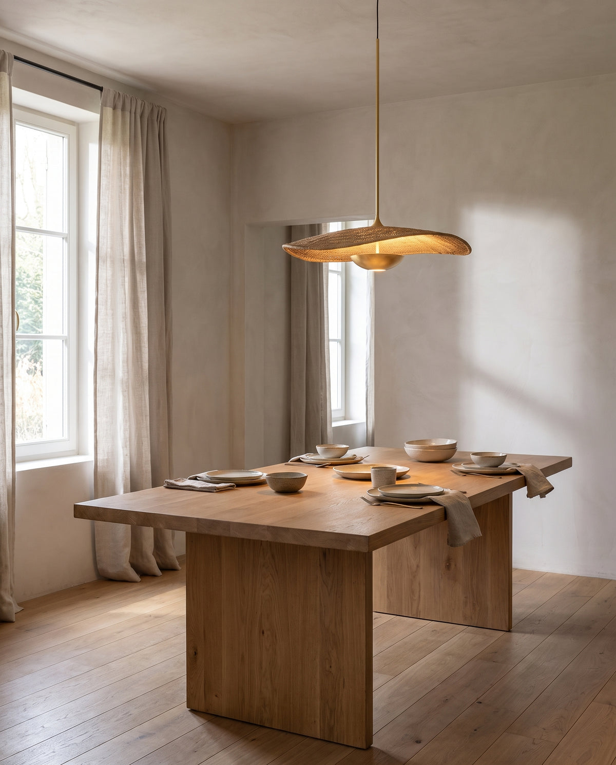 Suspension en textile feuille d'or ancienne 90x27cm Shiloh - Hudson Valley Lighting en situation