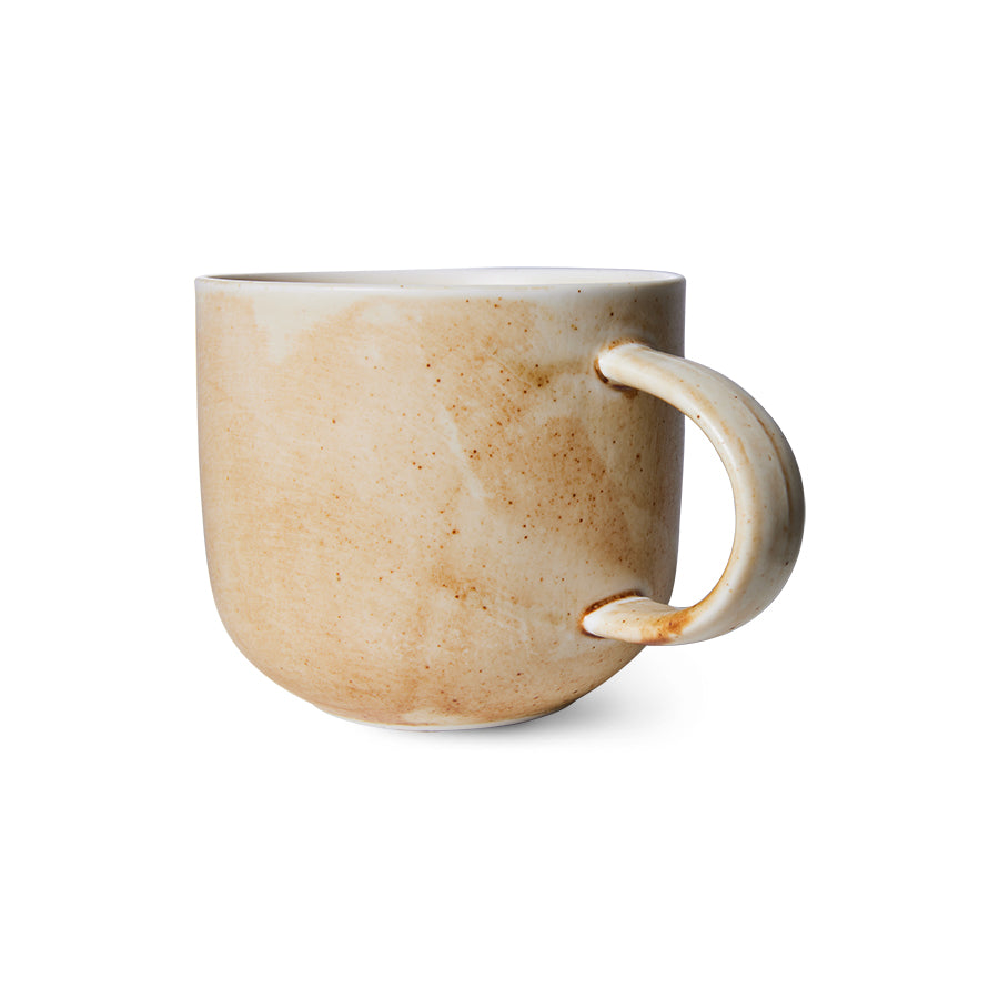 Cream and brown porcelain coffee cup 320ml Rustique - HKLIVING
