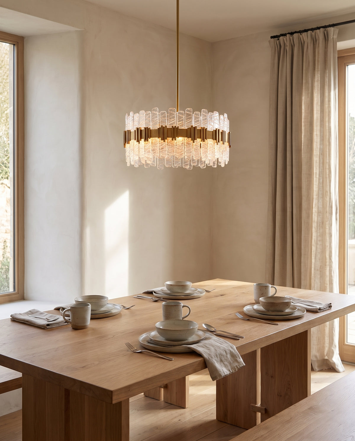 Suspension en fer feuille d'argent ancienne sur acier 31cm Ciro - Corbett Lighting en situation