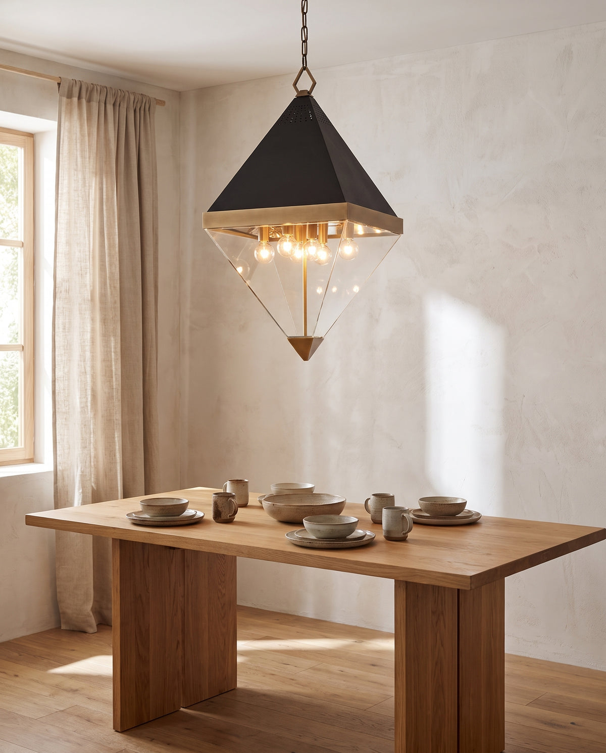 Suspension en acier laiton vieilli 38x72cm Coltrane - Hudson Valley Lighting en situation
