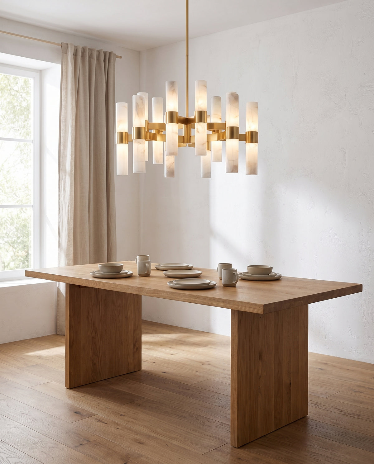 Suspension en acier laiton vieilli 96x63cm Stowe - Hudson Valley Lighting en situation