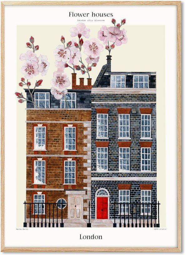 Affiche Matos Flower Houses Flower Houses - London 30 x 40 cm - The Cool Republic