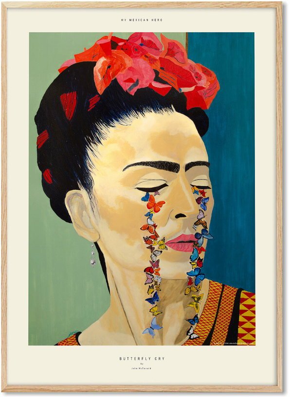 Affiche My Mexican Hero 30 x 40 cm Butterfly Cry by John McDonald - PSTR Studio - The Cool Republic