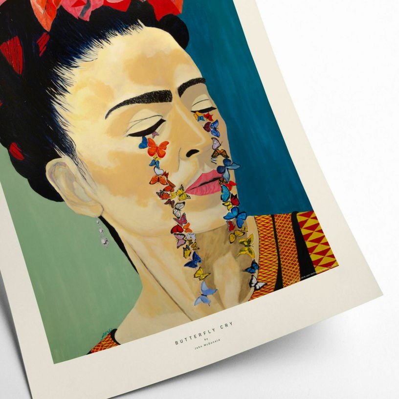 Affiche My Mexican Hero 50 x 70 cm Butterfly Cry by John McDonald - PSTR Studio - The Cool Republic