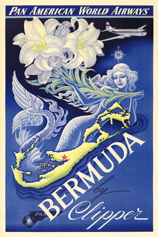 Affiche Pan Am Bermuda TWA 30 x 40 cm - Blue Shaker - The Cool Republic