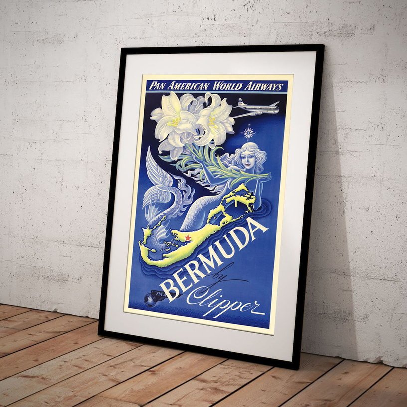 Affiche Pan Am Bermuda TWA 30 x 40 cm - Blue Shaker - The Cool Republic