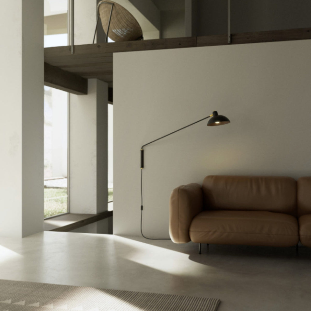 Applique avec prise blanche en laiton 122 cm Waldorf - Lambert & Fils - The Cool Republic