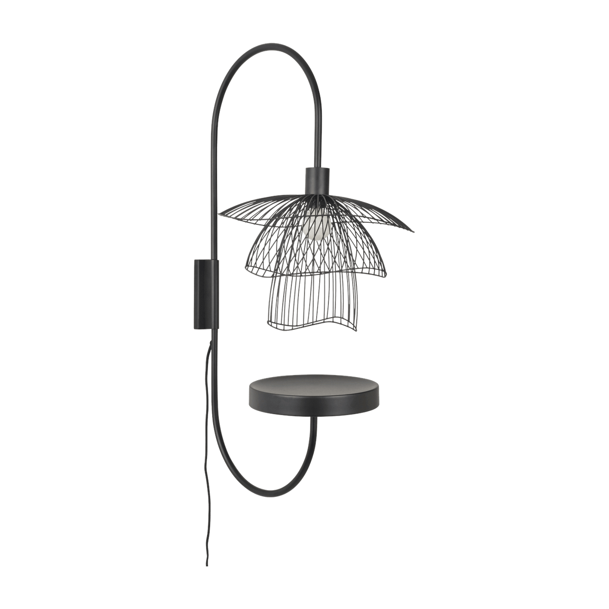 Applique en métal noire avec tablette XS Papillon - Forestier - The Cool Republic