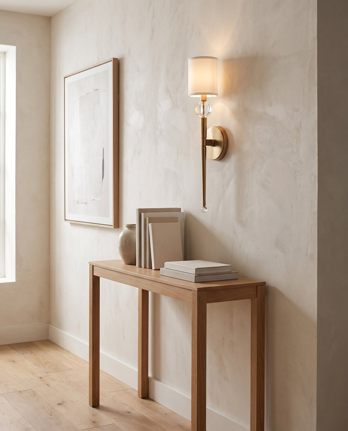 Wall sconce in steel with aged brass 12x52cm Rockland - Hudson Valley Lighting en situation