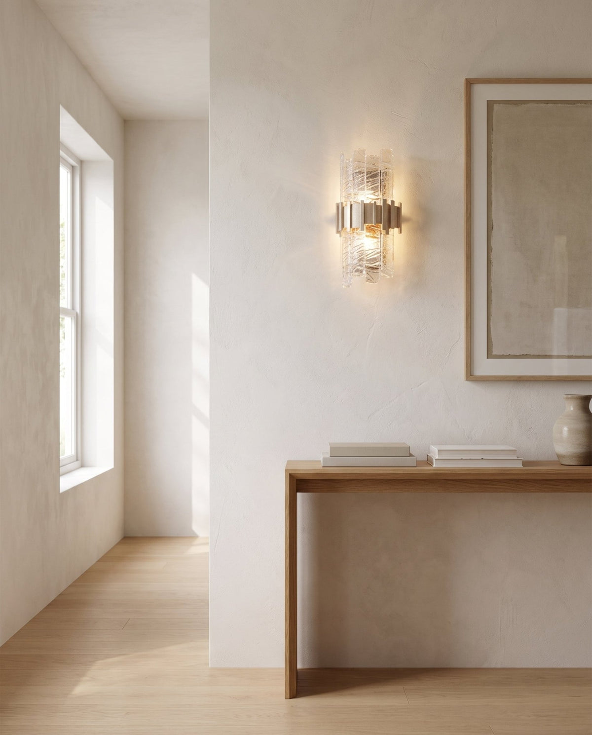 Applique murale en fer feuille d'argent ancienne sur acier 22x39cm Ciro - Corbett Lighting - The Cool Republic