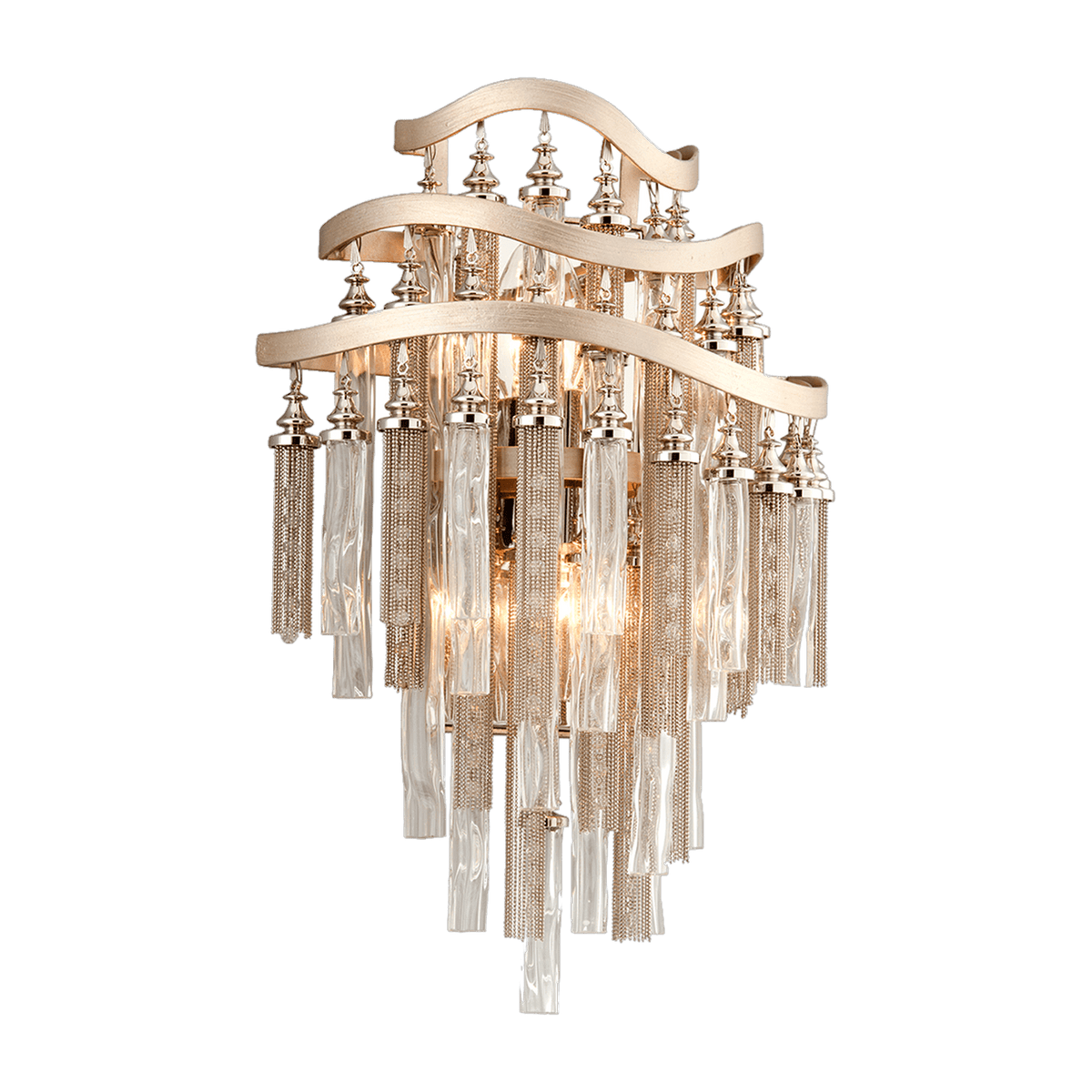 Applique murale en fer feuille d'argent chaude 32x45cm Chimera - Corbett Lighting - The Cool Republic
