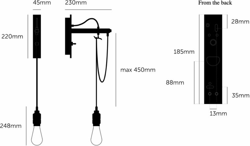 Applique murale laiton et finition graphite Hooked Wall Nude - Buster+Punch - The Cool Republic