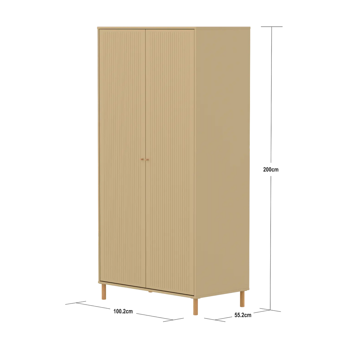 Armoire 2 portes sur pieds en bois beige 100,2x55,2x200cm Saga - Flexa — vue 10